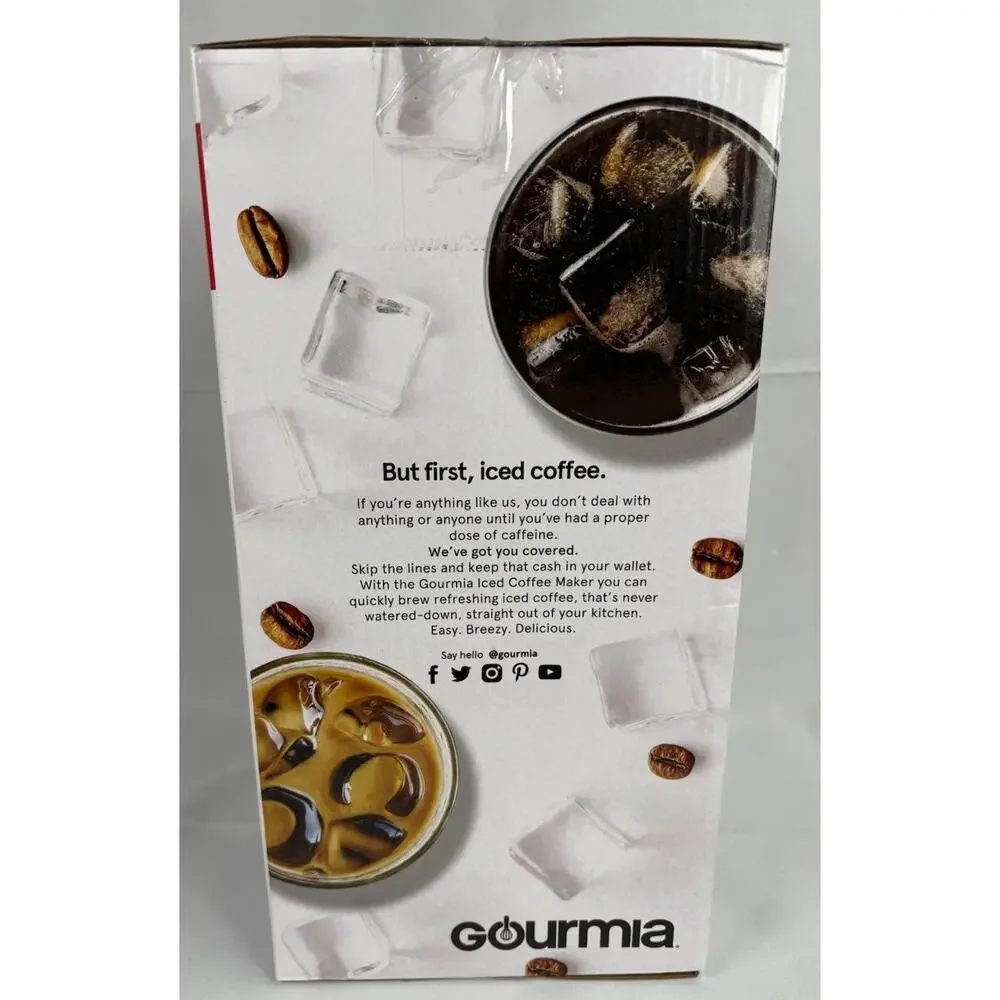 Gourmia Iced Coffee Maker with Brew-Strength Control Reusable Filter and Tumbler